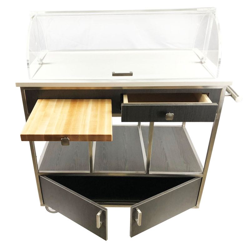 Custom cheese cart with removable acrylic dome
