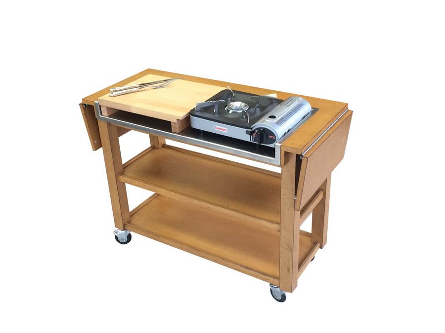 Gueridon with Burner & Butcher Block