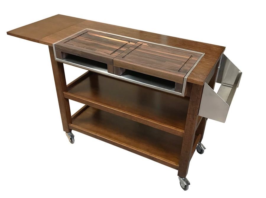 Gueridon with (2) Butcher Blocks & Speed Rail