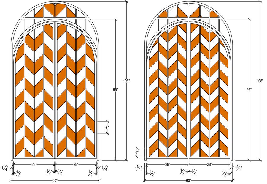Herringbone entry doors